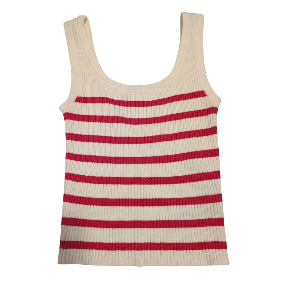 H&M Striped Ribbed Tank Top Sleeveless Scoop Neck Coastal Nautical Preppy Y2K